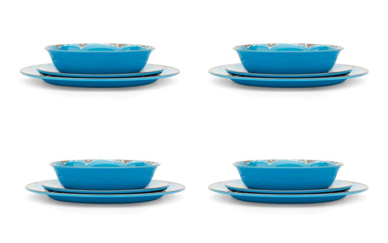 Fox Run Melamine Dinnerware Set, Dark Blue, 12 Piece - Image 1